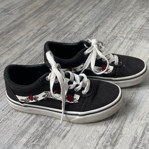 Vans Black Sneakers with Floral Accents